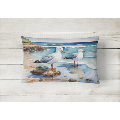 Gulls Scavenging Throw Pillow