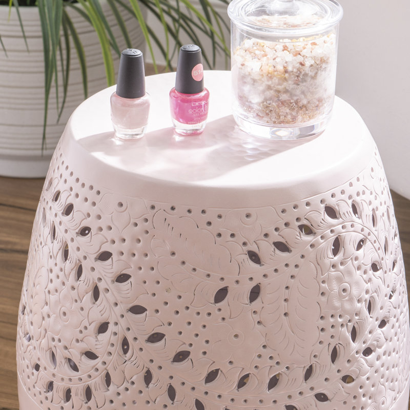 Safiya Light Pink Aluminum Round Side Table
