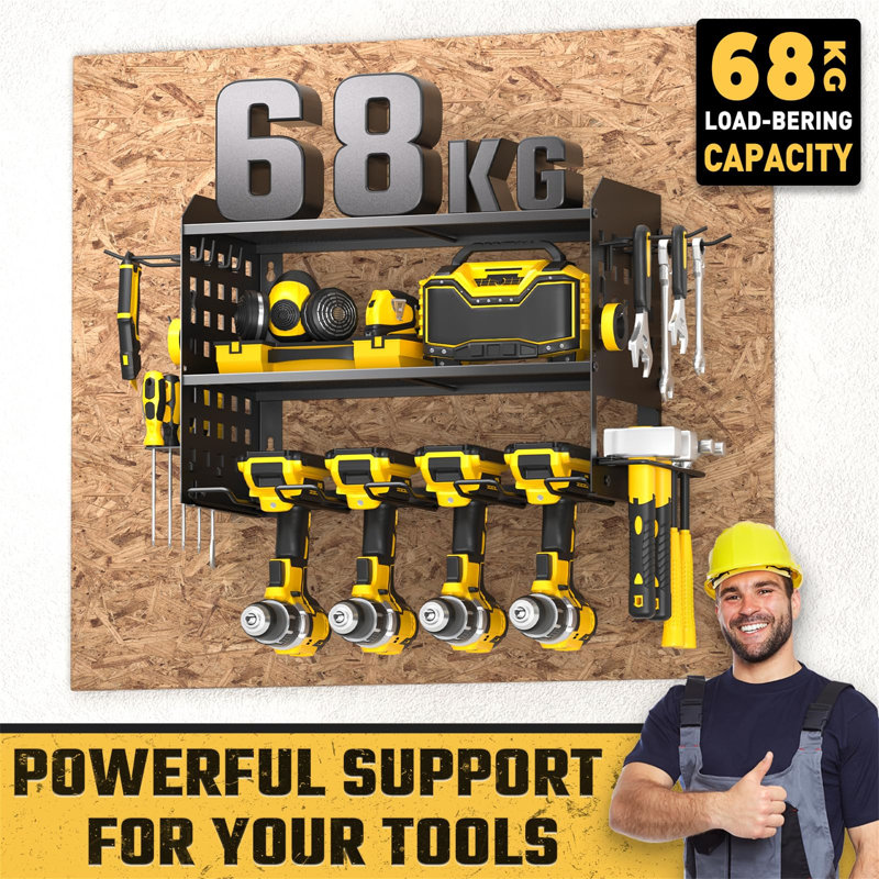 3 Layer Power Tool Storage, Heavy Duty Wall Mounted Rack