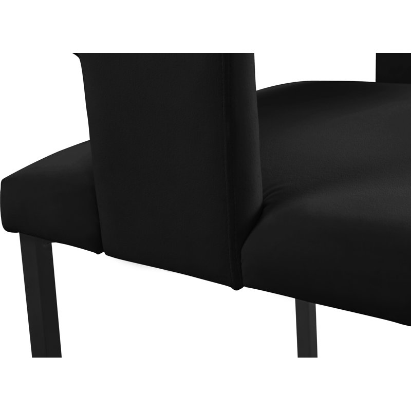 Fauteuil en velours Caleb, Noir mat, Velours noir