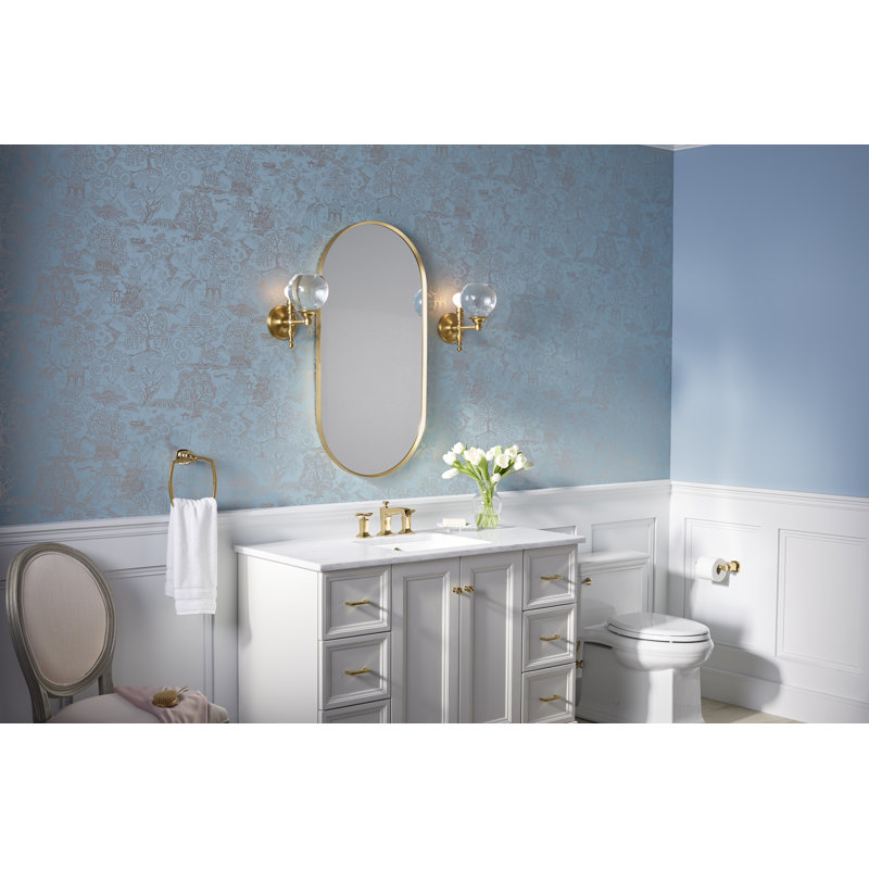 Essential Decorative Bathroom / Vanity Mirror, Moderne Brushed Gold, 36" x 18"
