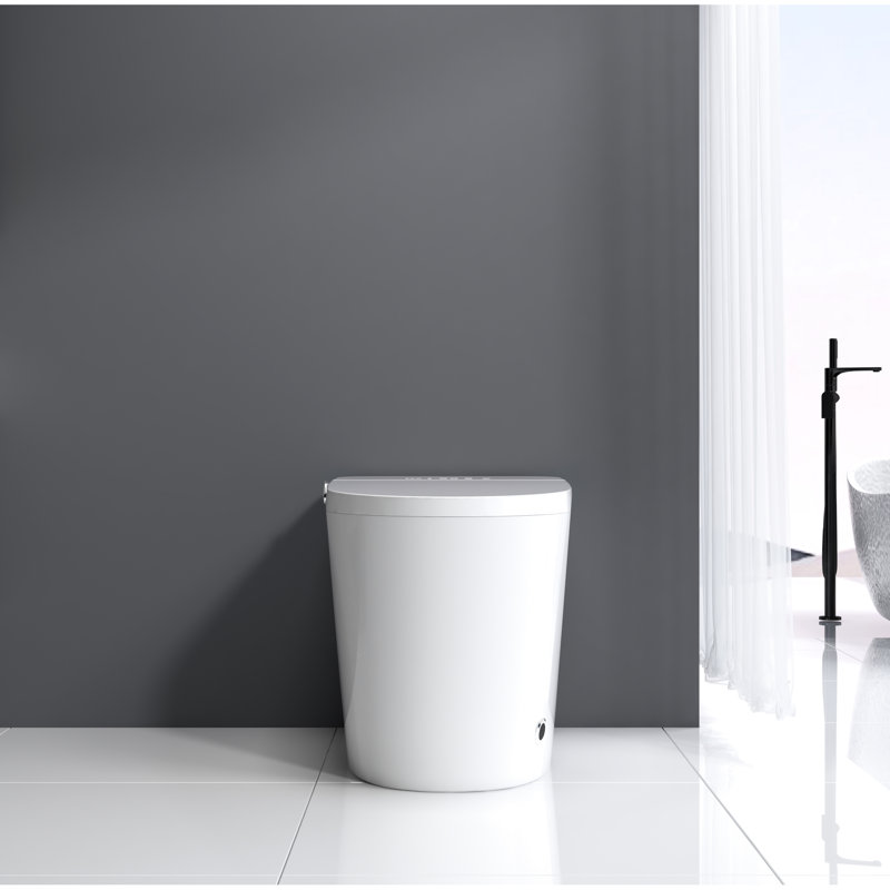 Toilette moderne et intelligente avec chasse d'eau automatique, baguette autonettoyante blanche avancée, eau chaude