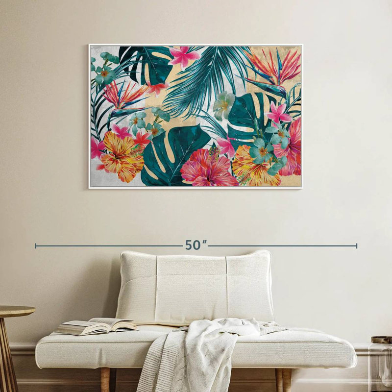 Flore tropicale, Cadre flottant blanc, 40 po x 27 po
