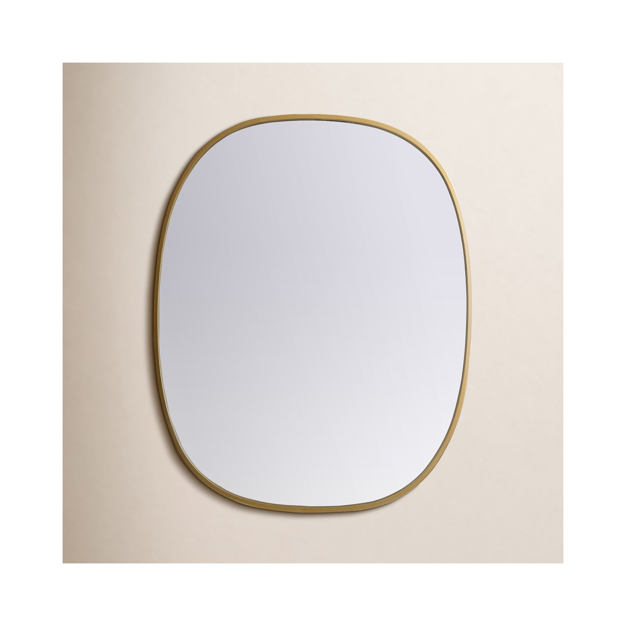 Sabine Metal Curved Oval Wall Mirror, Brass, 30" x 24"