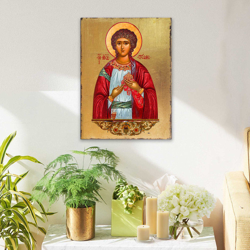 Icône Saint-Étienne - peinture sur bois, L 18 po x H 24 po