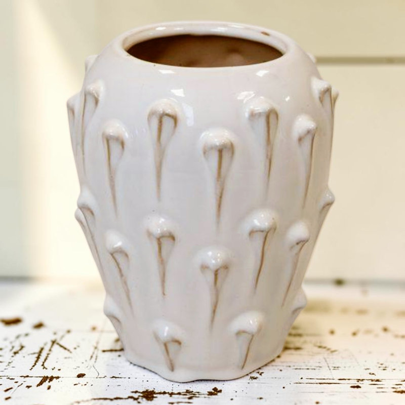 Small Cream Ceramic Bobble Vase