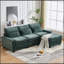 Canapé modulaire profond en chenille de 99 po pour salon modulaire 99 po, 4 sièges avec repose-pieds mobile, vert-224499858
