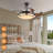 42" Retractable Ceiling Fan With Light, Modern LED Chandelier Fan With Remote Control, 6 Speed Adjustable Blades, Quiet DC Motor, Dimmable Lighting For Living Room, Bedroom, Dining Room