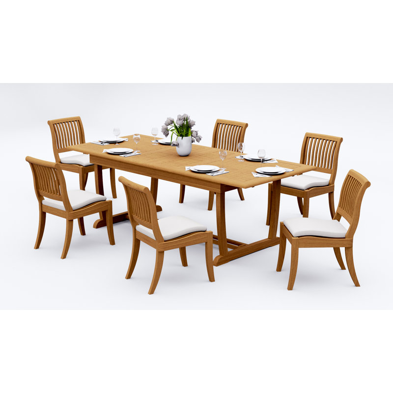 10 Seats 11 Pcs Grade-A Teak Wood Dining Set: 94" Double Extension Rectangle Table And 10 Arbor Stacking Armless Chairs #11AB2000