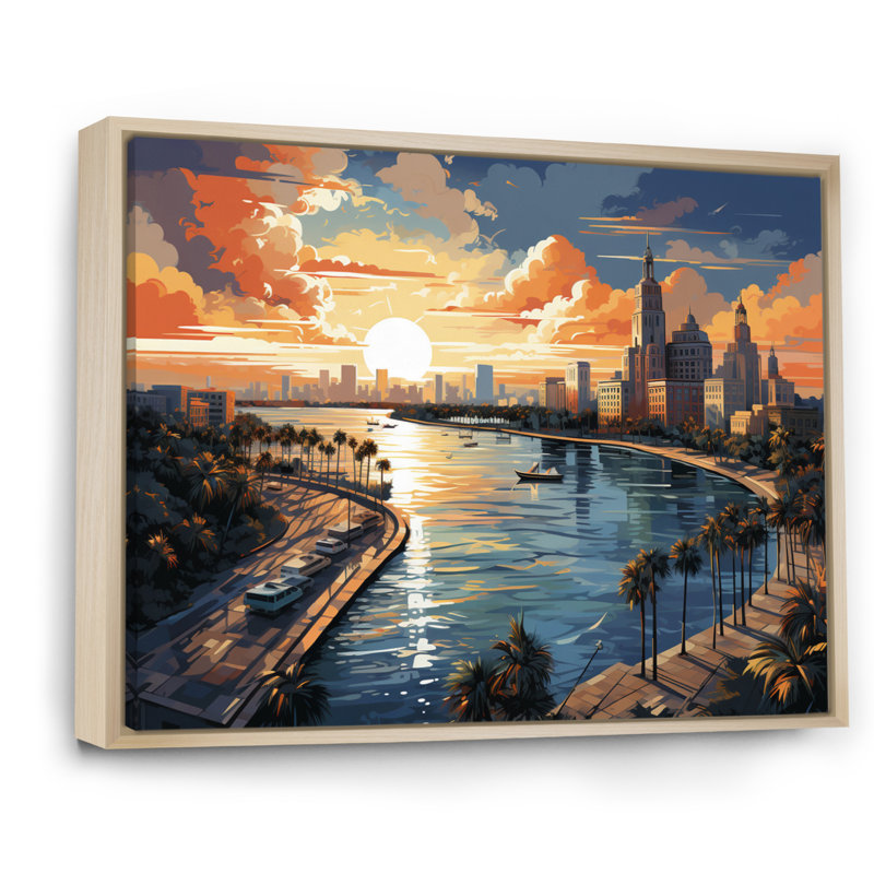 Sunshines State Miami II, H 24 po x l 32 po x P 1 po, Cadre naturel flottant