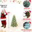 Arbre de Noël 6 pi à teinte bleue avec 350 lumières DEL blanc chaud, 1390 pointes, branches articulées, support en métal robuste pour la saison des fêtes