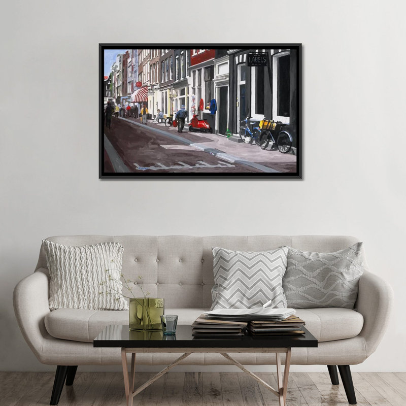« street », impression sur toile, H 18 po x l 26 po x P 1,5 po, Toile avec cadre noir, Pas de tapis