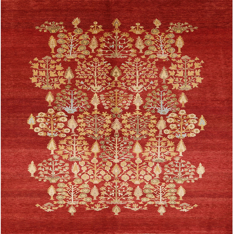 Tapis oriental rouge / jaune Mellville, Carré 3 pi