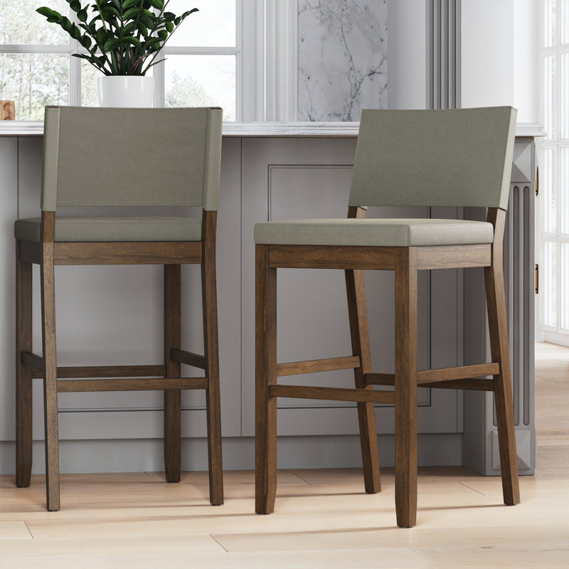 Tabouret tapissé, Gris clair naturel, Tabouret de bar (siège d'une hauteur de 29 po), 2
