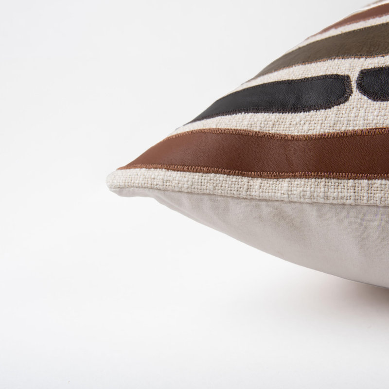 100% Cotton/Leather Down Filled Throw Pillow, Polyester