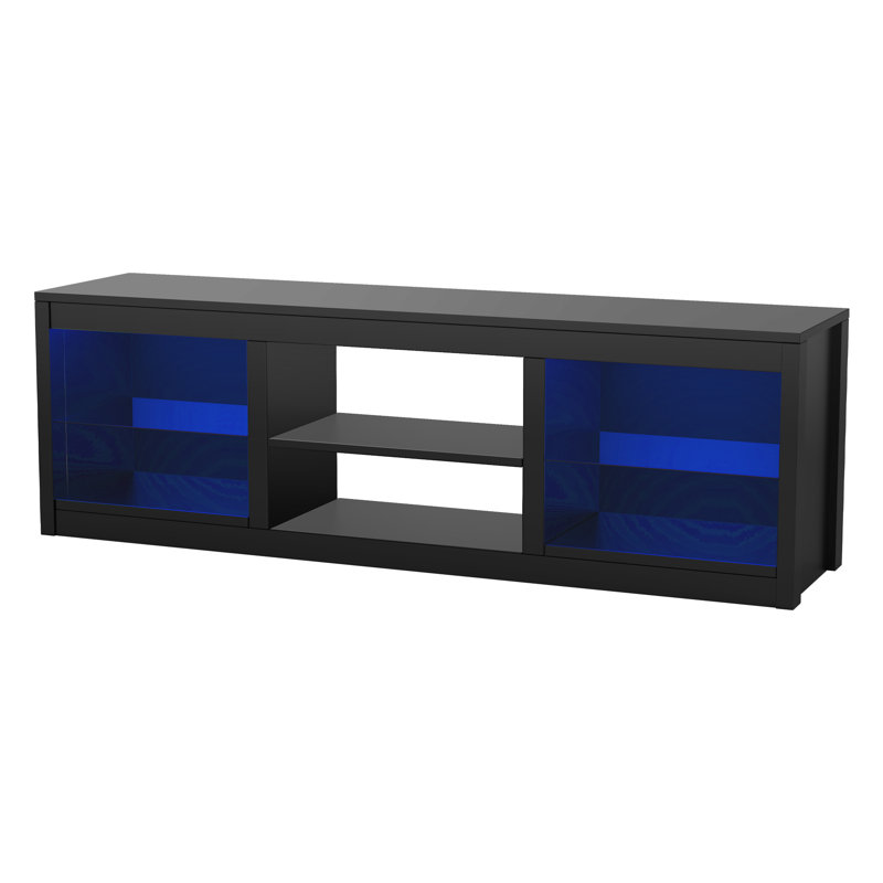66" TV Stand With Open Storage Shelves Media Console For Tvs Up To 75", Black
