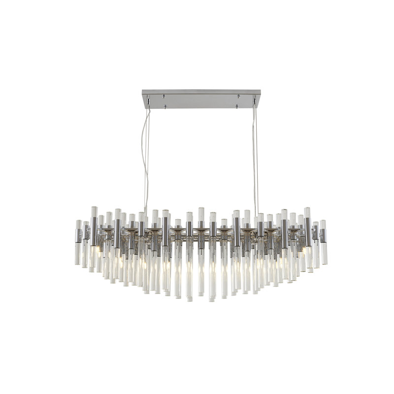 Transitional 20 Light Glass Shade Chandelier