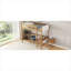 Structure de lit mezzanine rembourrée en bois d'hévéa massif au fini naturel avec bureau intégré pour les petites pièces, style moderne et douillet