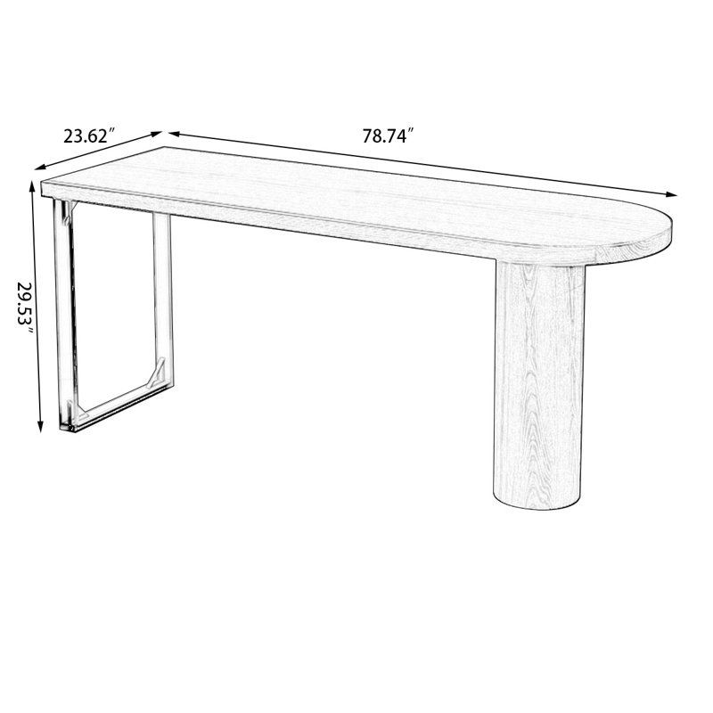 Black U-Shaped Solid Wood desk, 29.53" H x 78.74" W x 23.62" D
