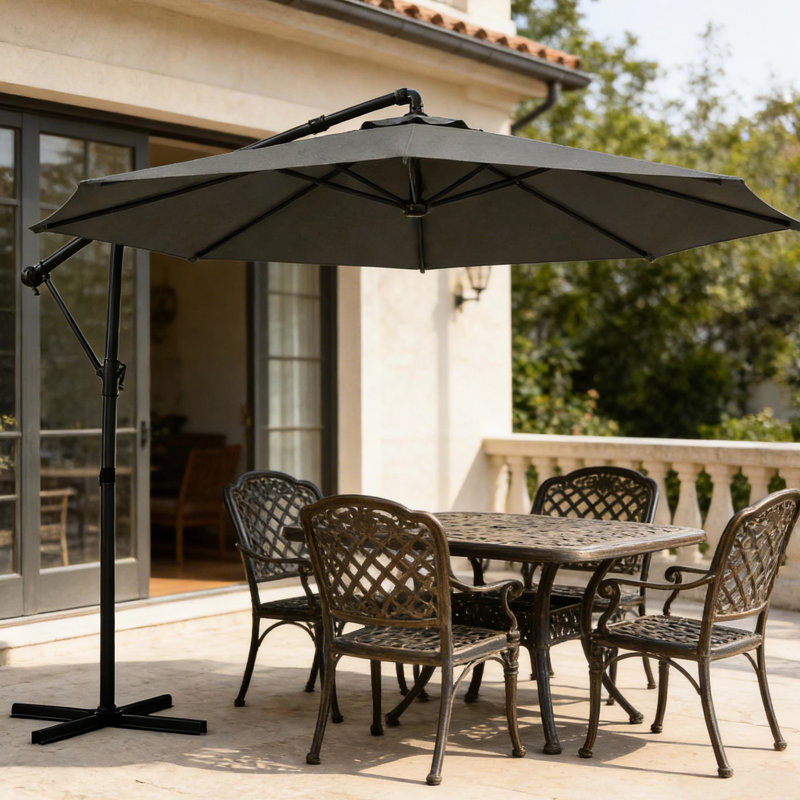 Parasol de patio réglable en acier, conception en porte-à-faux moderne pour l'extérieur