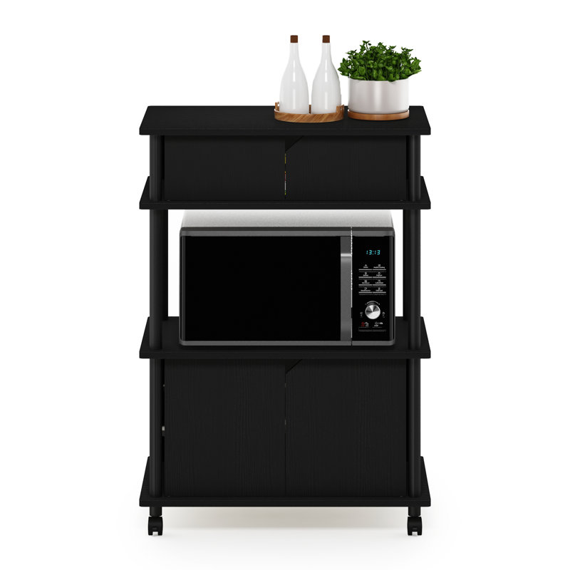 Romia Wood Kitchen Cart, Black Oak/Black