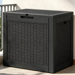 Coffre de terrasse en résine résistant à l'eau 35 gallons, coffre de rangement extérieur en résine résistant aux intempéries, grande capacité verrouillable, banc de rangement extérieur polyvalent