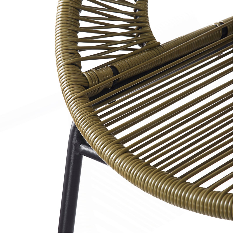 Tabouret de bar d'extérieur en faux osier, ensemble de 2, Vert