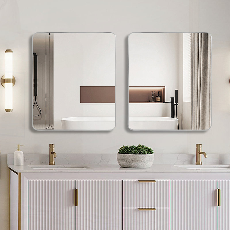 Miroir mural rectangulaire pour salle de bain, Argent argent