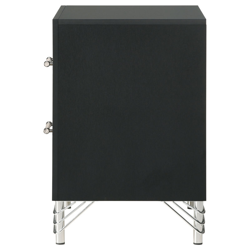 Malcolm Black 2-Drawer Nightstand Bedside Table