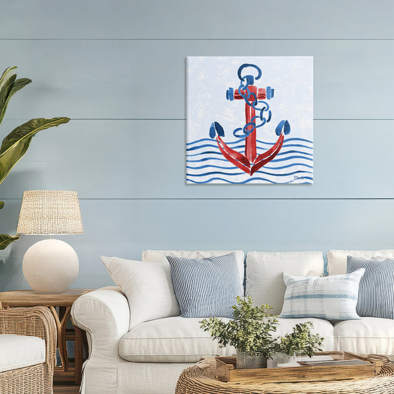 Toile d'ancre nautique brossée, design par Paul Brent, H 30 po x l 30 po