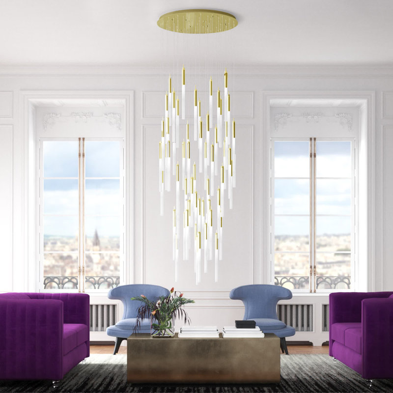 Luminaire suspendu grappe 51 lumières Main St., Laiton brossé