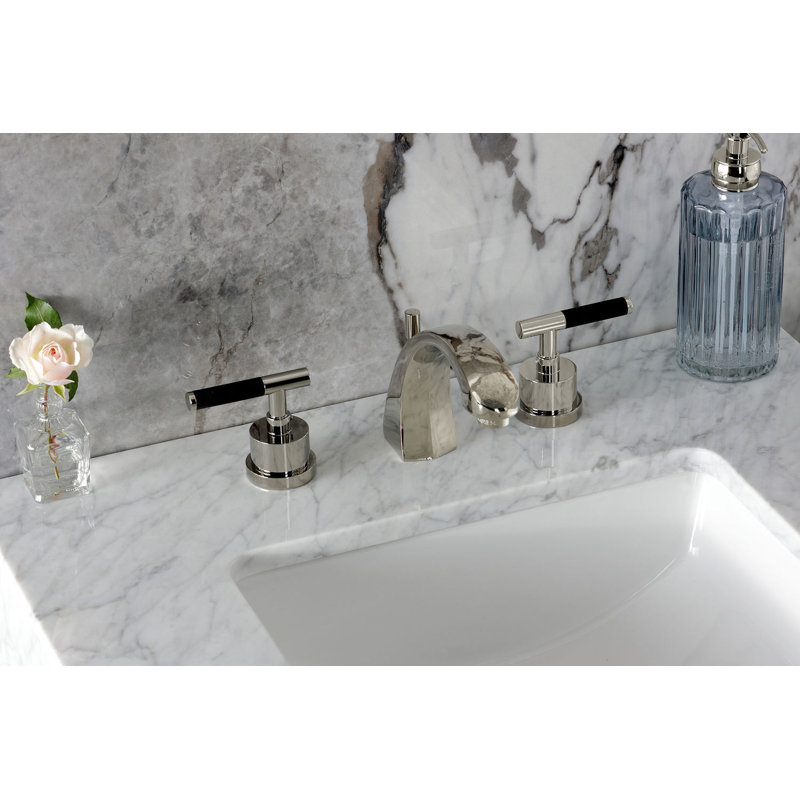 Kaiser Widespread Bathroom Faucet with Drain Assembly, Polished Nickel