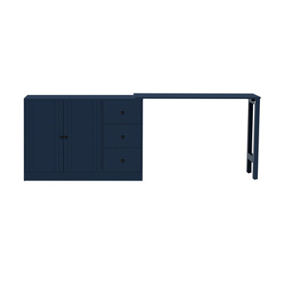 Buffet multifonctionnel de 89,7 po avec 2 portes, une table extensible et des tablettes réglables, une conception à lignes texturées en bois peu encombrante pour la vie principale, une table coulissante à tablettes, un vestibule idéal pour la cuisine