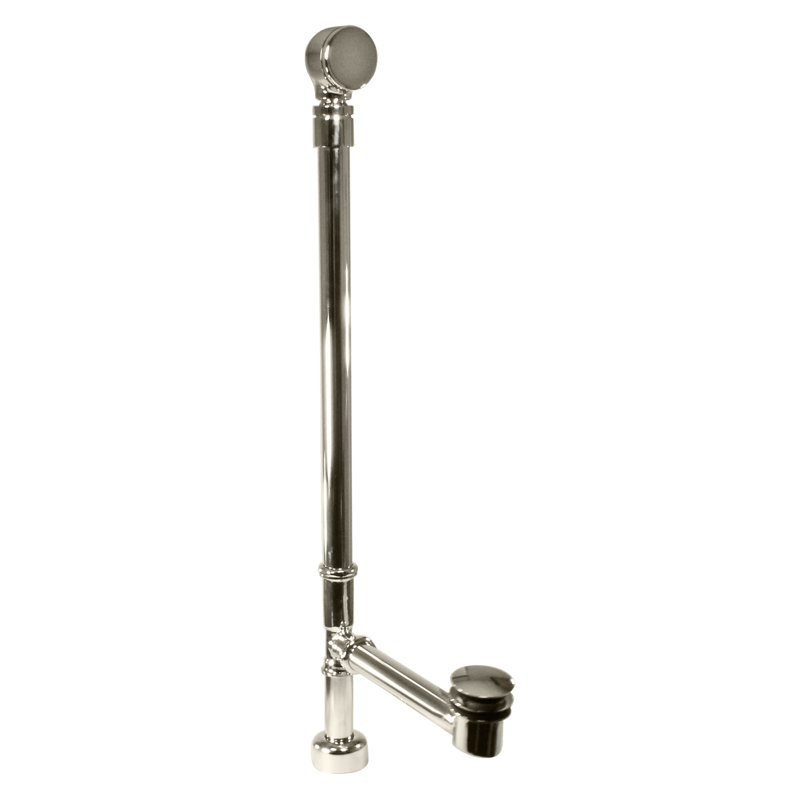 24" 17 Tip-Toe Bathtub Leg Drain Assembly with Ball Joint No-Hole Overflow, Polished Nickel