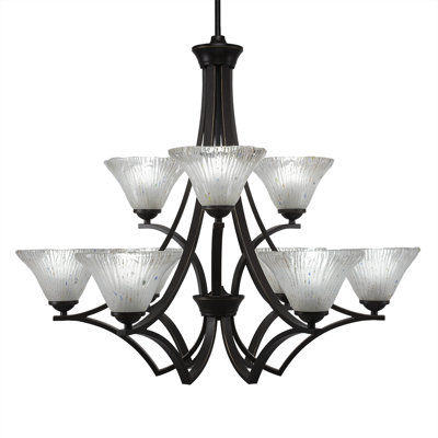 Lustre 9 lumières Zilo montré avec verre cristal Zilo