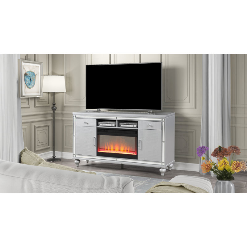 Foyer électrique l 59,57 po Emilius, Argent