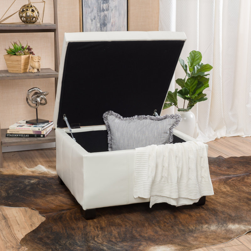 Isabeth Upholstered Ottoman, Ivory 