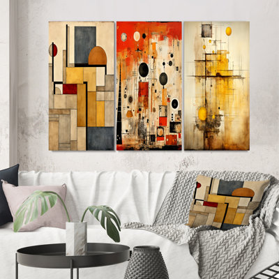 «Simplicity Of Beauty Vintage Abstract», 3 pièces sur toile