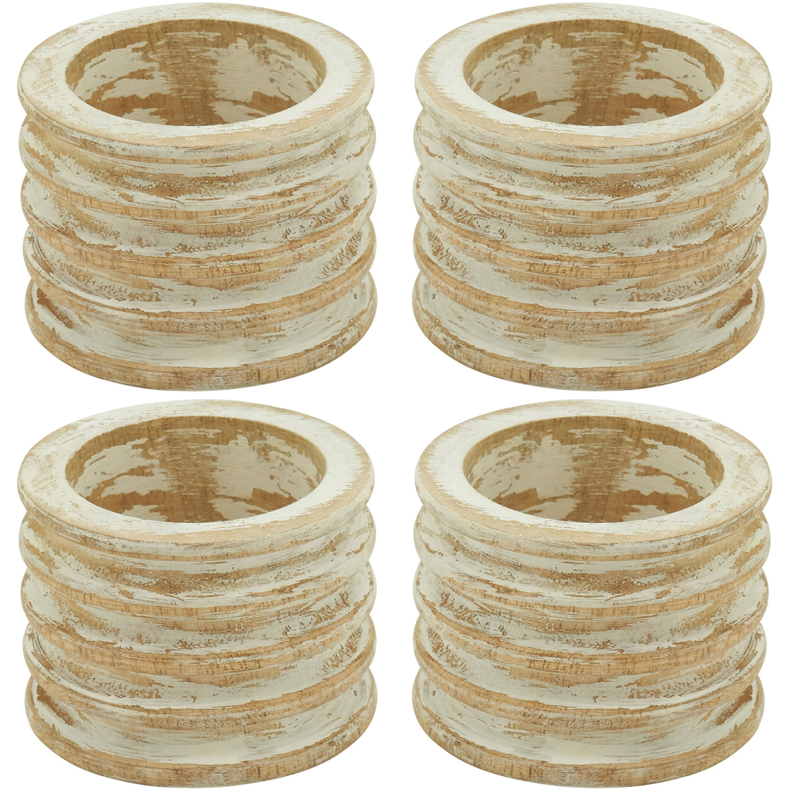 4 Piece Napkin Ring Set, White
