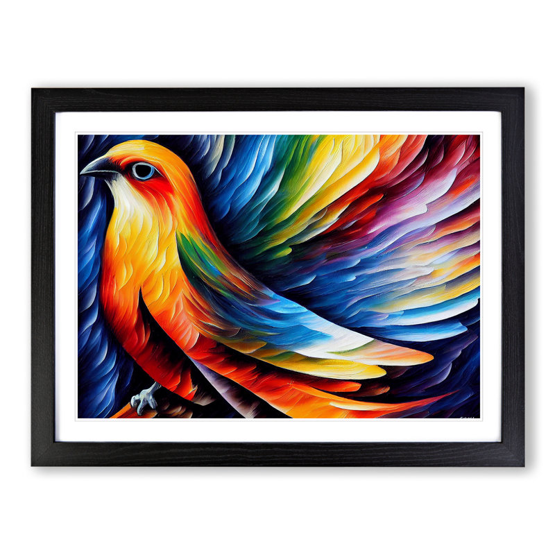 Bird Painting Vol.6 Abstract - Framed Print, 25cm H x 34cm W x 2cm D, Black