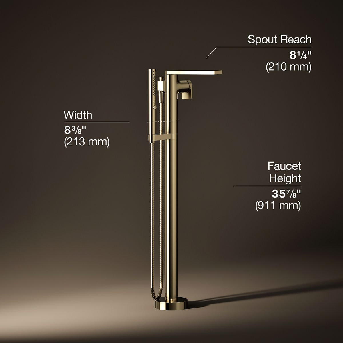 Composed Freestanding Bath Faucet, Vibrant French Gold