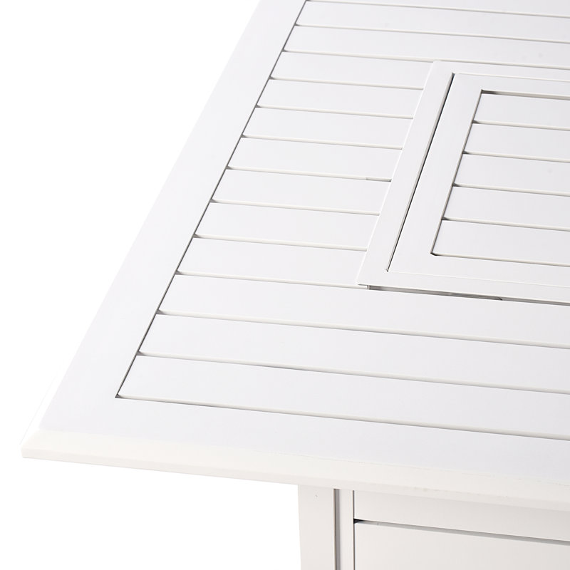 Rectangle 48 po Zooey X 36 po Foyer de table en aluminium au propane, perles de verre, deux couvercles, couvercle, finition cuivre de 55 000 BTU