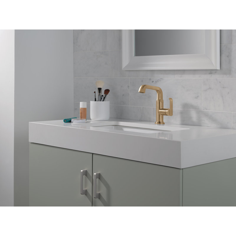 Tetra Single Hole Bathroom Faucet, Single Handle Bathroom Sink Faucet with Drain Assembly, Bronze