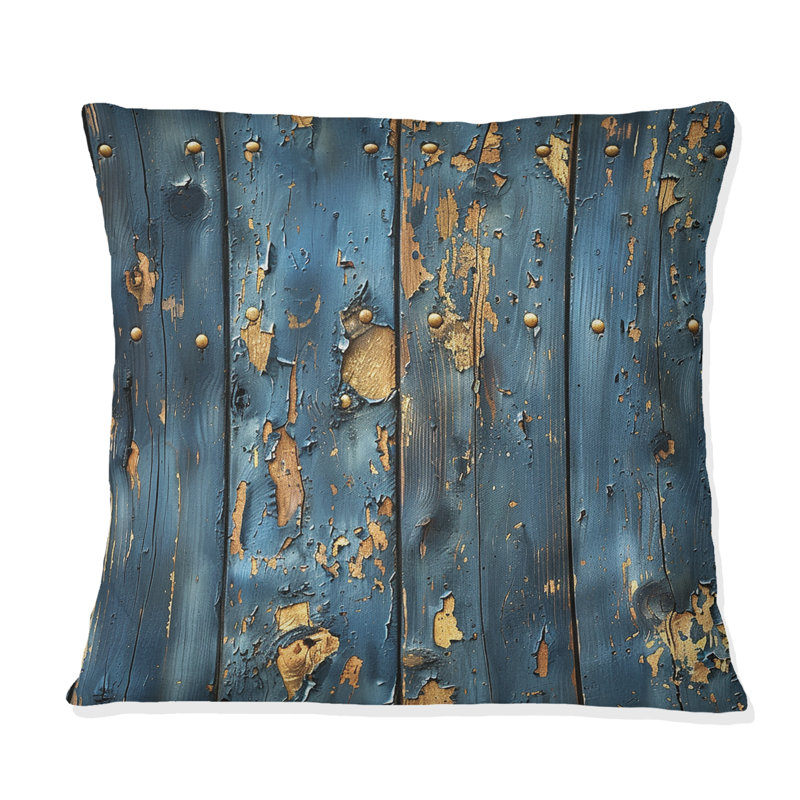 Coussin WeatheWood II - Farmhouse, Bleu / doré, H 16 po x l 16 po