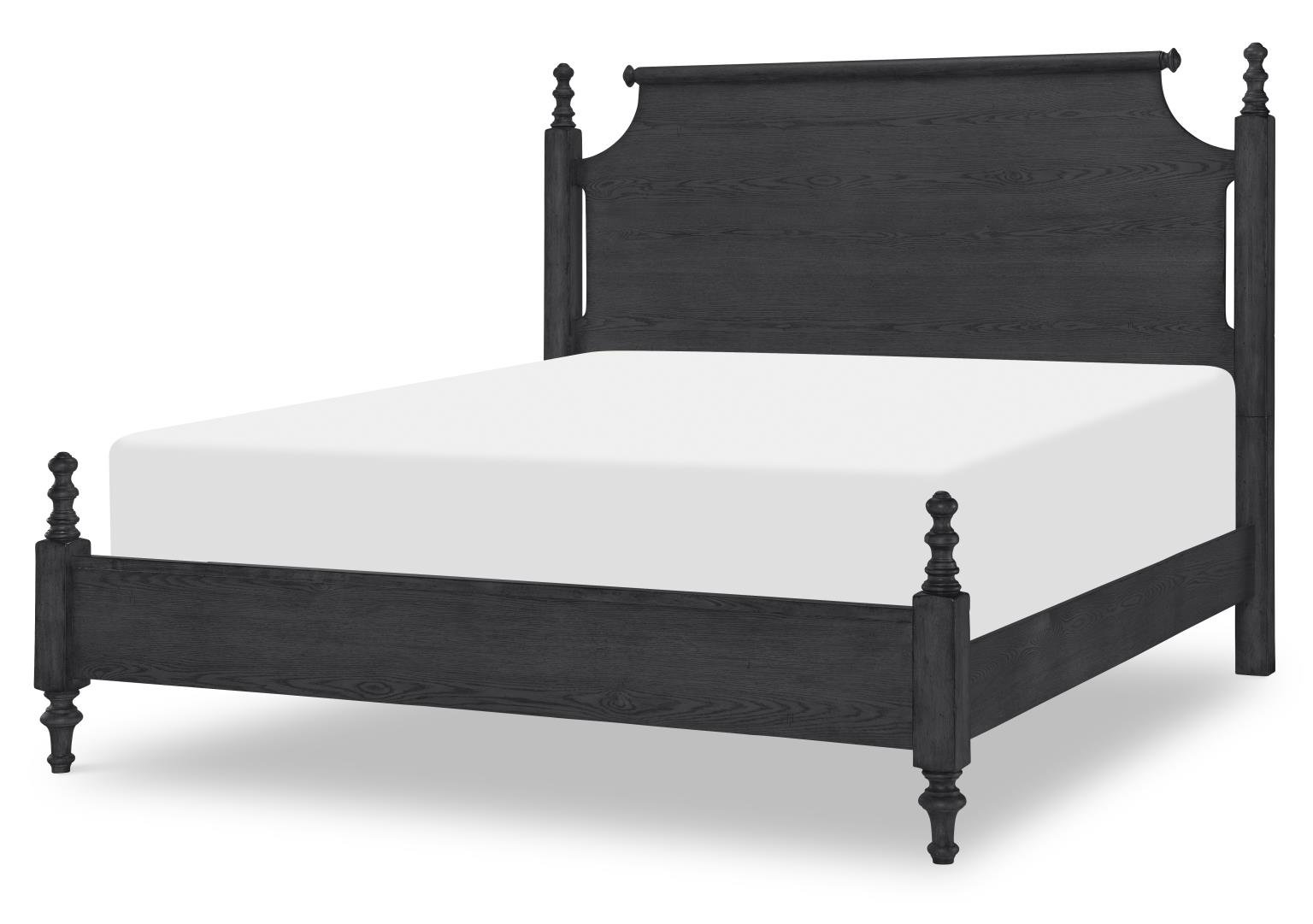 Country Living Four Poster Oak Bed, Black, King