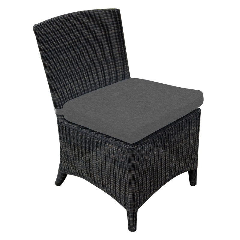 Bella Wicker Armless Outdoor Dining Chair, Cast Charcoal, Brown