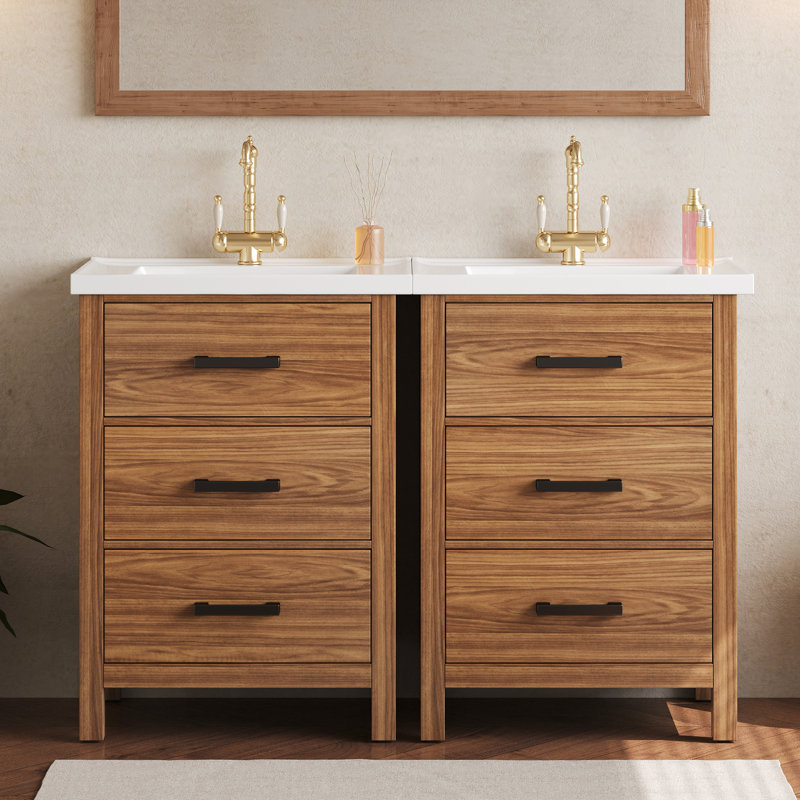 Meuble-lavabo de 48 po avec lavabo simple en céramique de forme rectangulaire, idéal pour les petits espaces