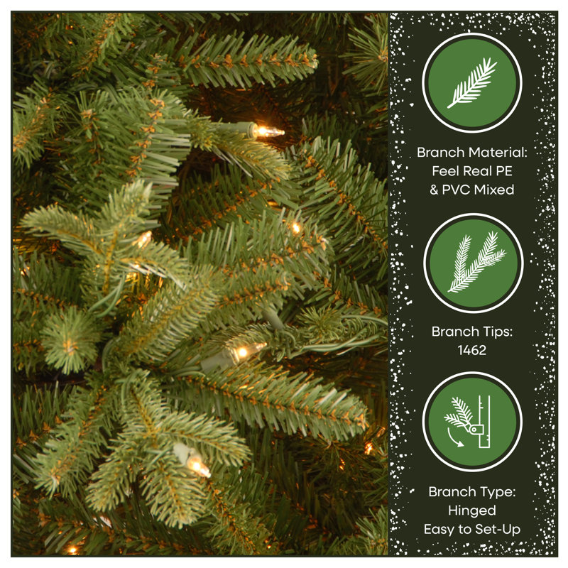 Tiffany Green Fir Artificial Christmas Tree with Clear Lights with Stand, 6.5'