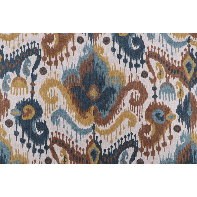 Housse de coussin brun et bleu marine à motif cachemire Ikat, Carré 17 po