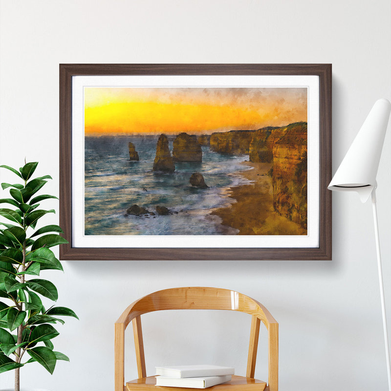 Sunset Over The Twelve Apostles Framed Print, Walnut Framed, 45cm H x 63cm W x 2cm D